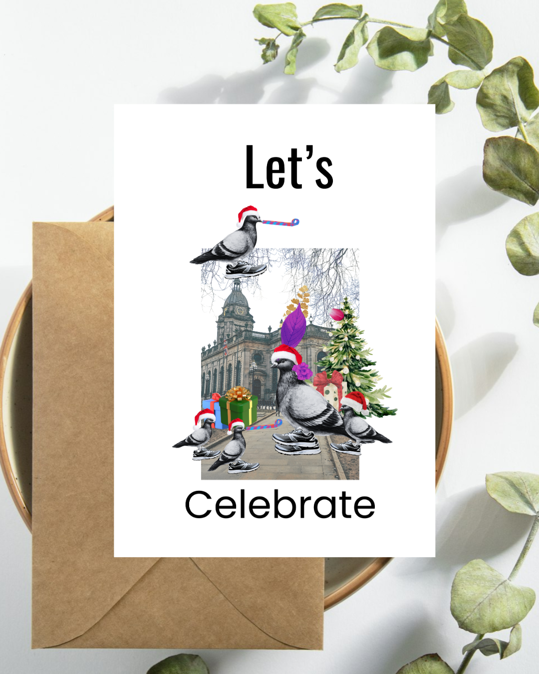 Pigeon Park – Santa Hats Greeting card