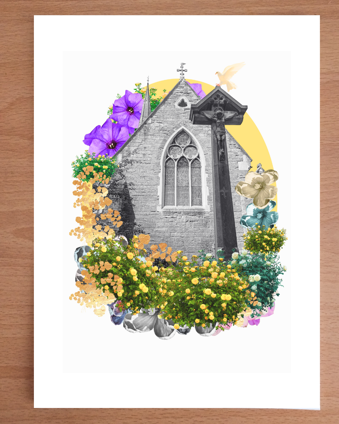 "All Saints Wait" – Moseley Bus Stop Collage art print