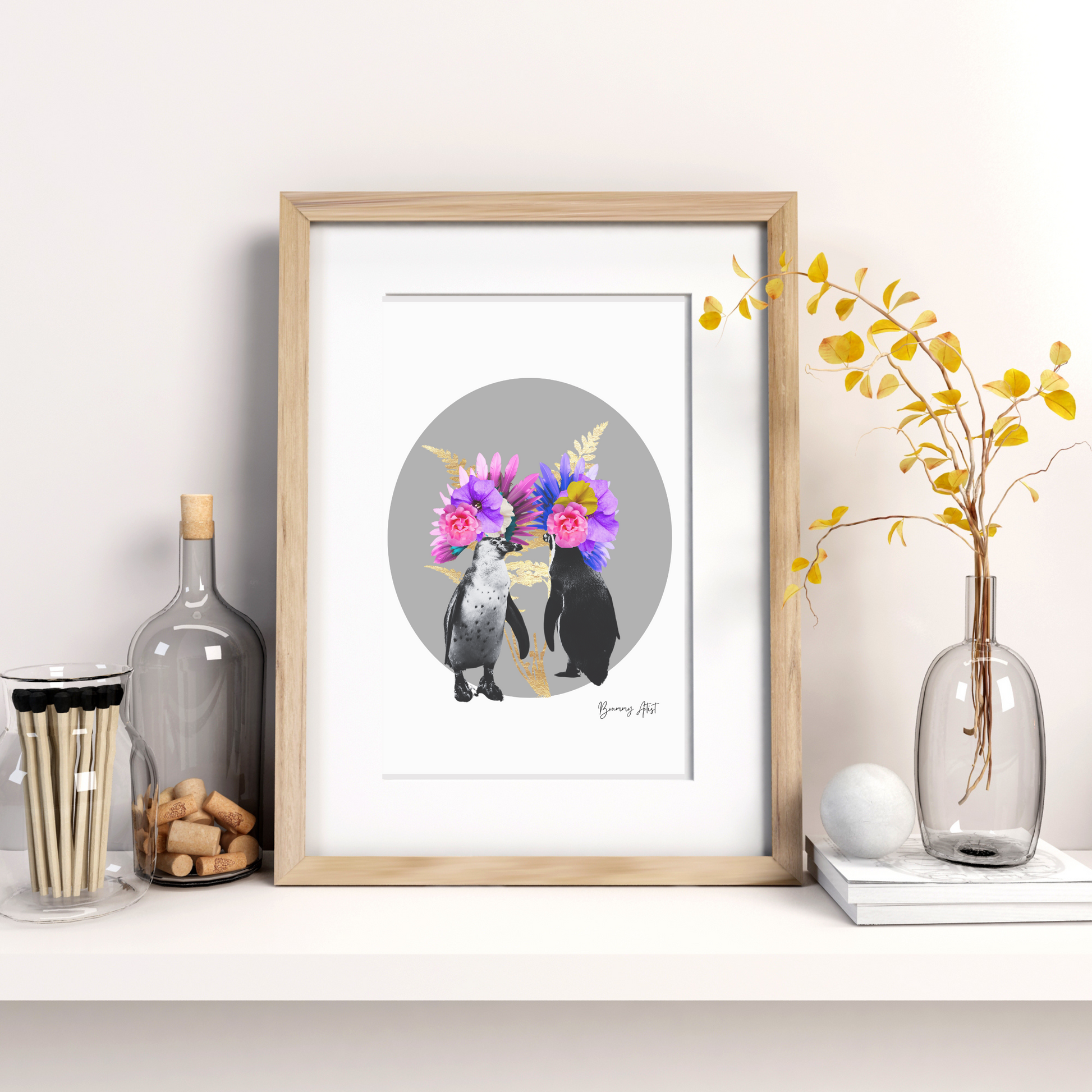 The Penguin duo animal art print - Brummy Artist UK