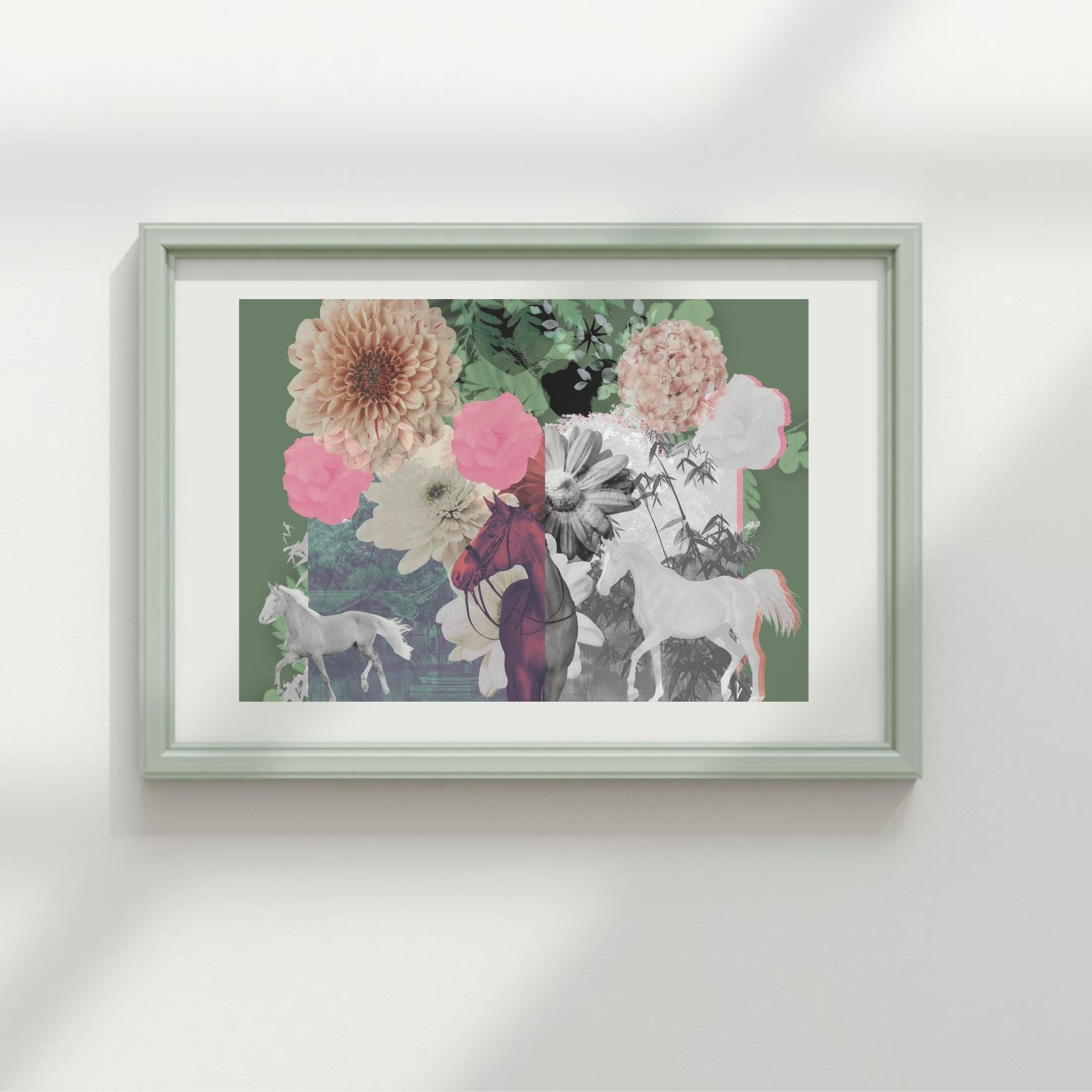 The Body Remembers Fields (in Noir and Green) collage — A4 Limited Edition (25)