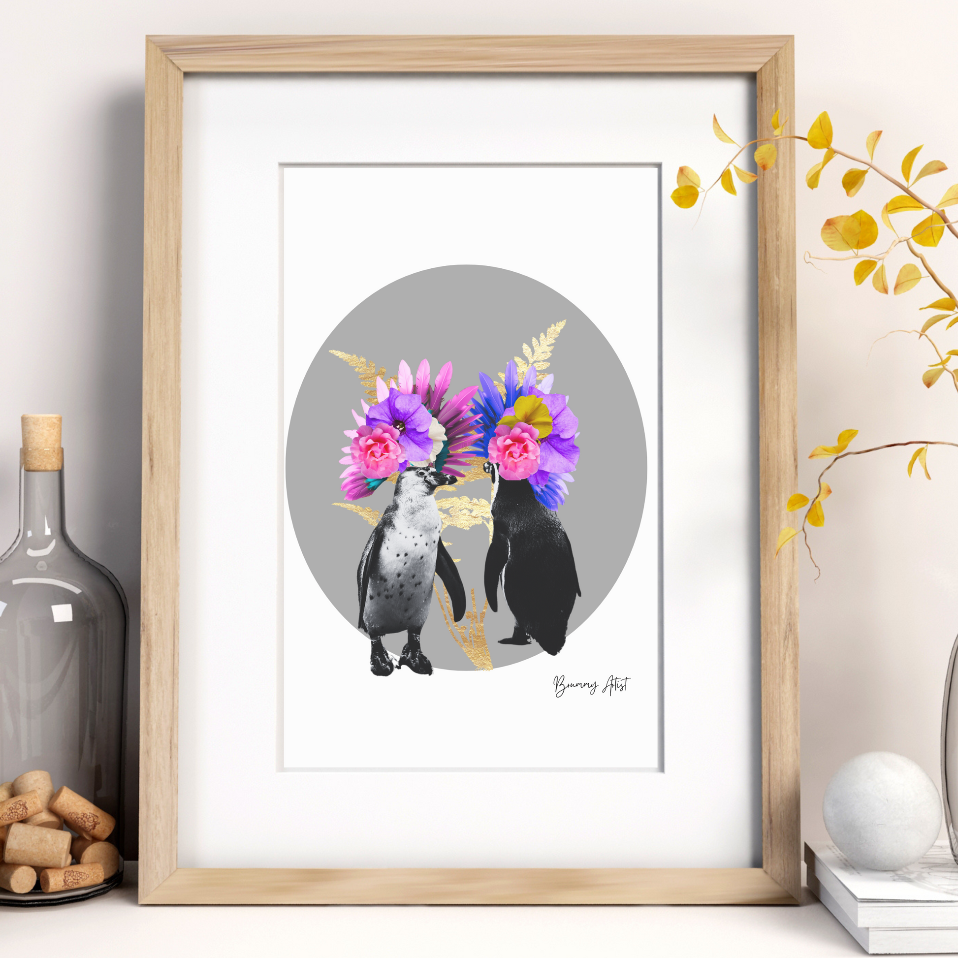 The Penguin duo animal art print - Brummy Artist UK