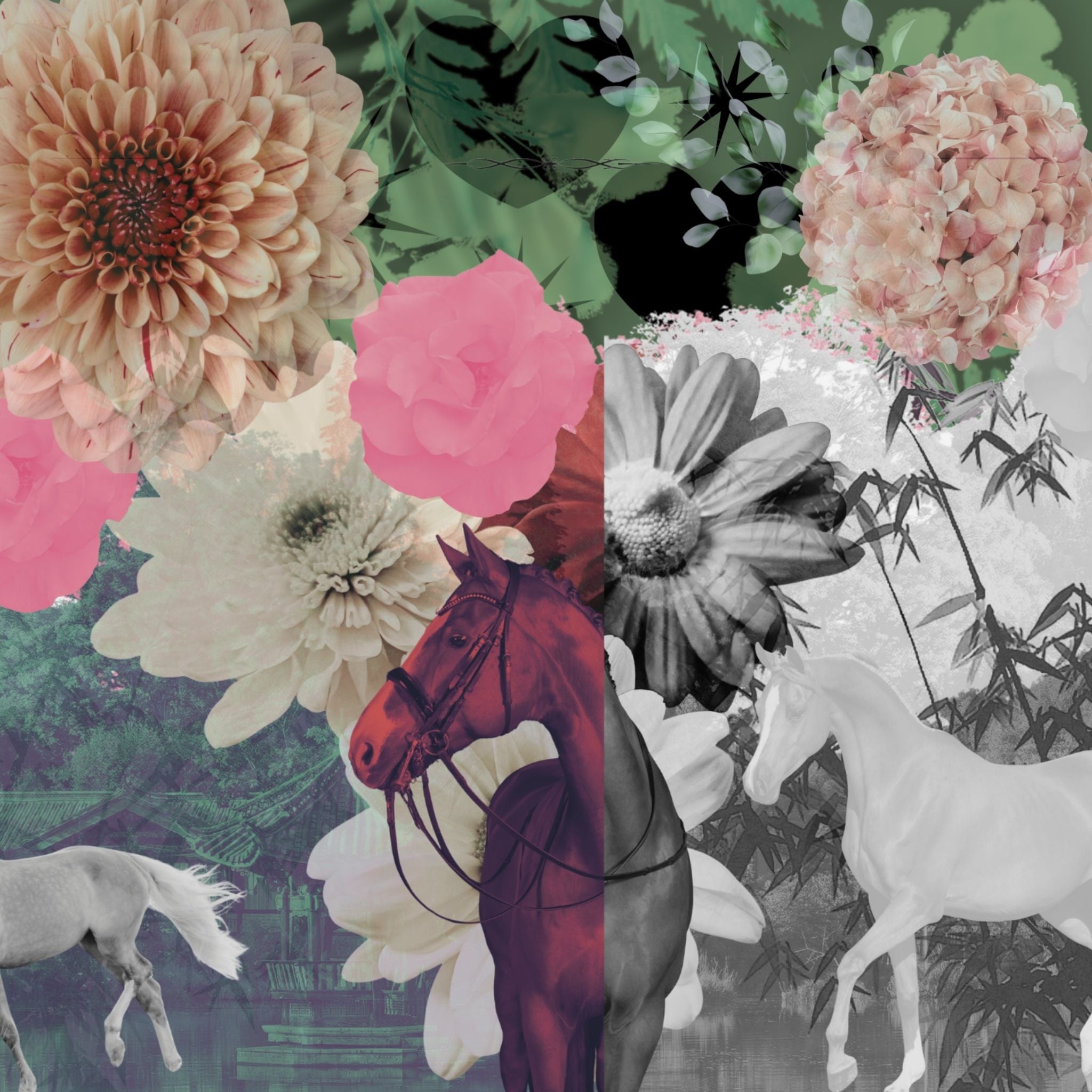 The Body Remembers Fields (in Noir and Green) collage — A4 Limited Edition (25)