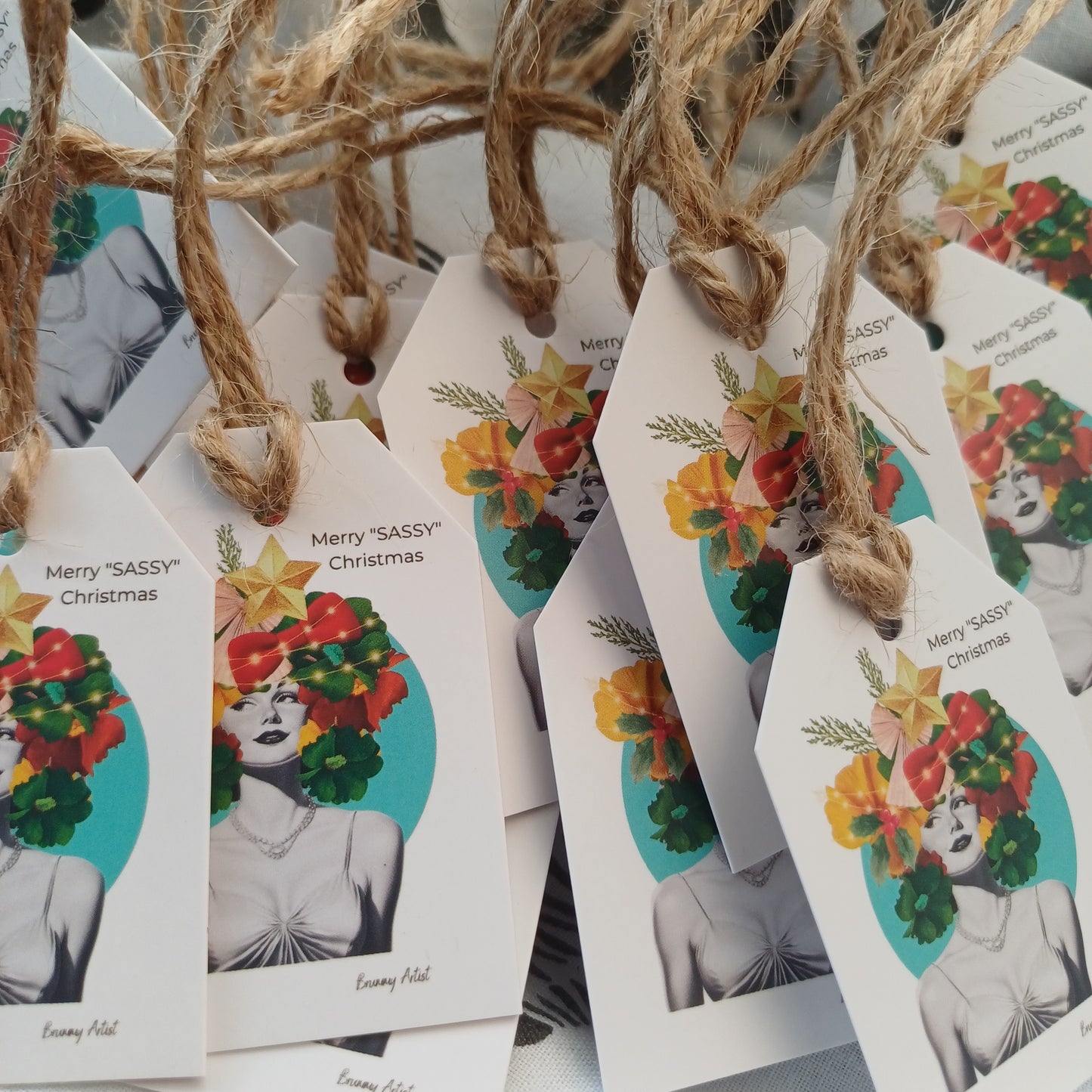 5 mini Merry SASSY Christmas gift tags - The Brummy Artist UK