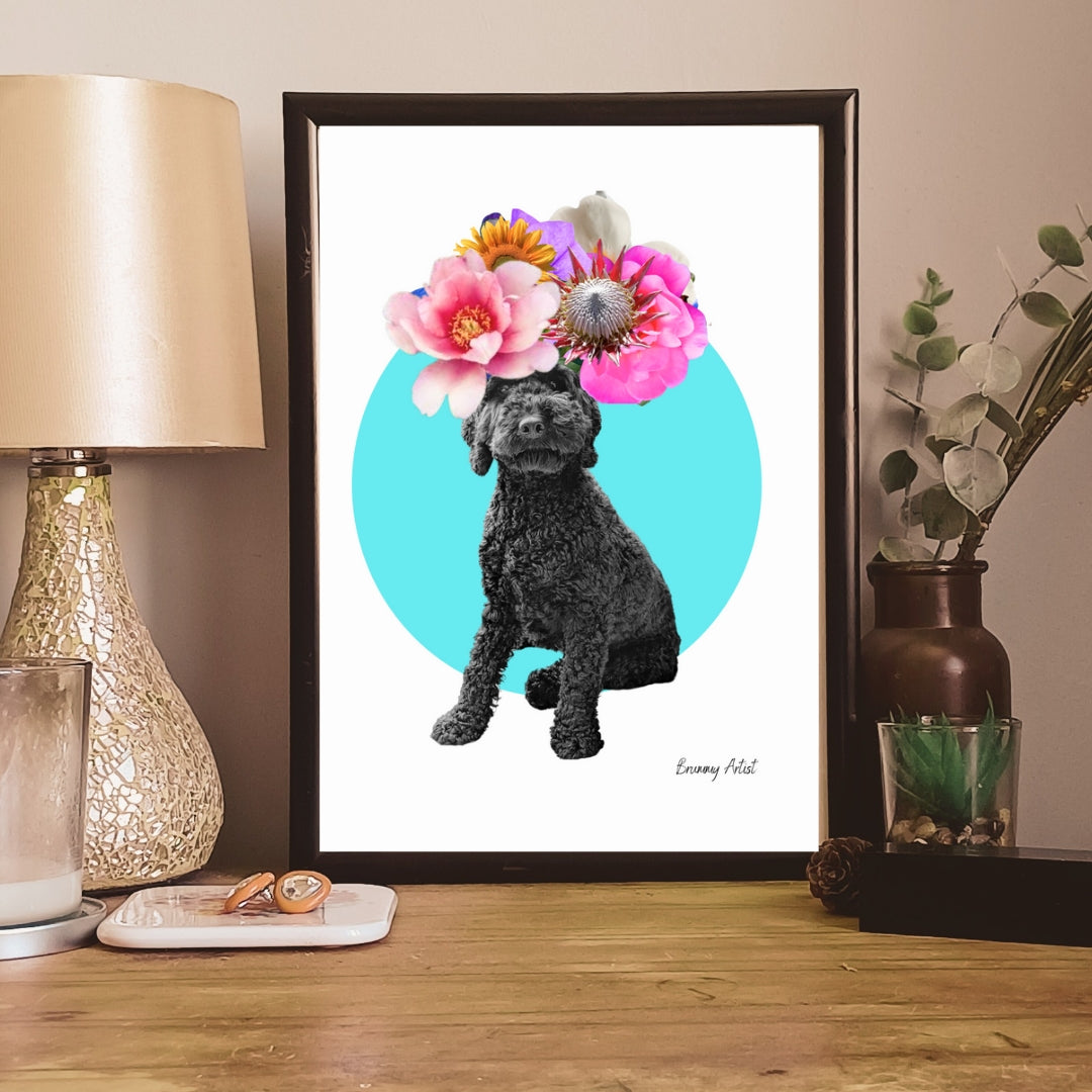 Commission pet floral collage - The Brummy Artist UK