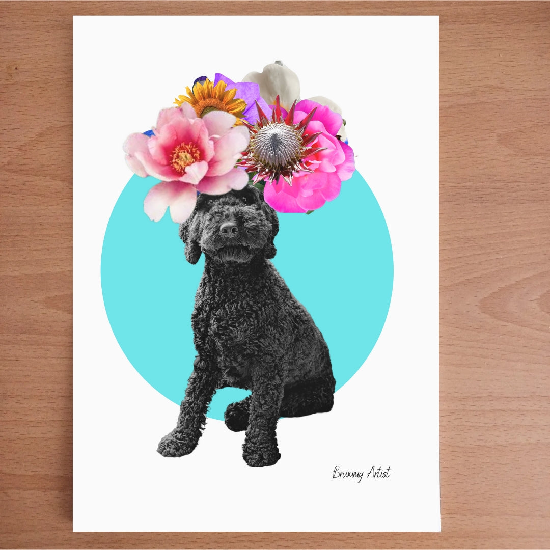 Commission pet floral collage - The Brummy Artist UK