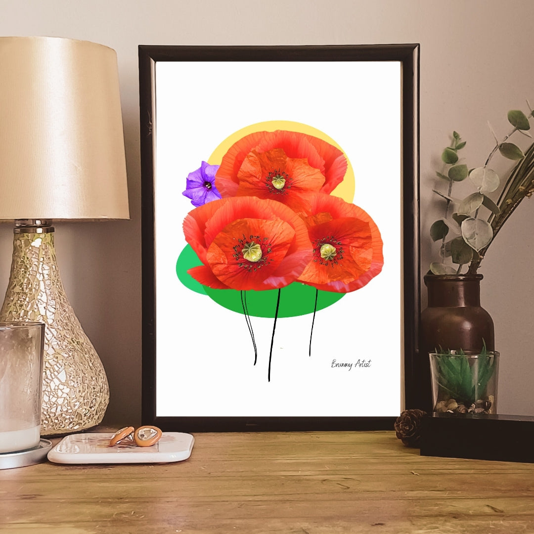 Poppies floral art print - The Brummy Artist UK