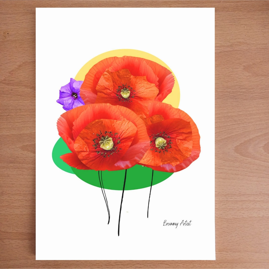 Poppies floral art print - The Brummy Artist UK