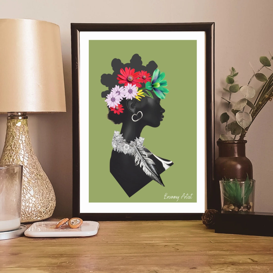 Bantu Twists - Floral Collage Print - The Brummy Artist UK