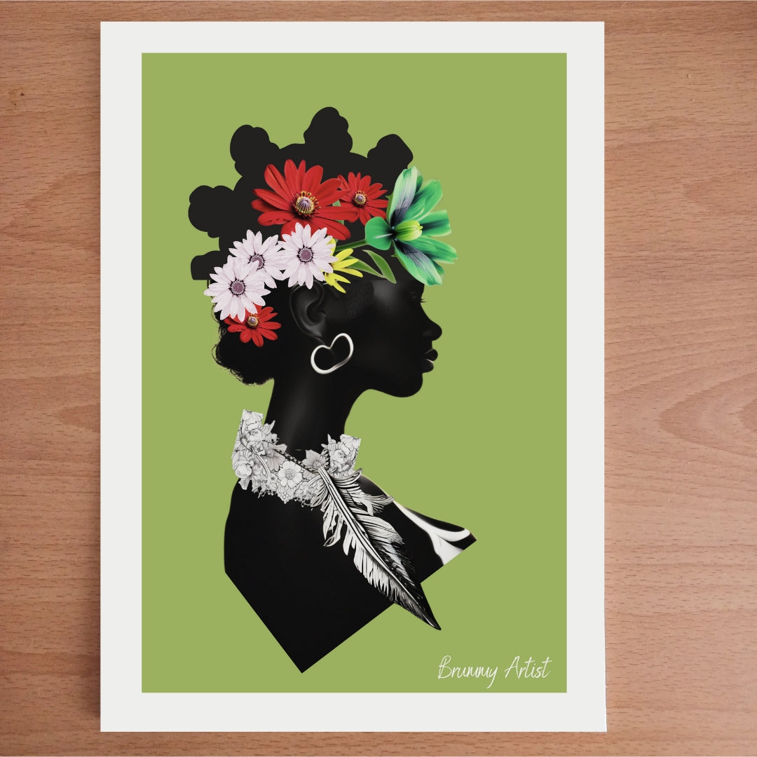 Bantu Twists - Floral Collage Print - The Brummy Artist UK