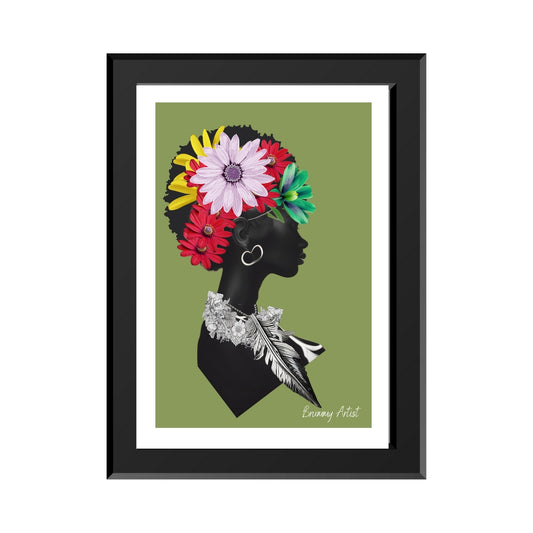 The Afro - Floral Collage Print - The Brummy Artist UK