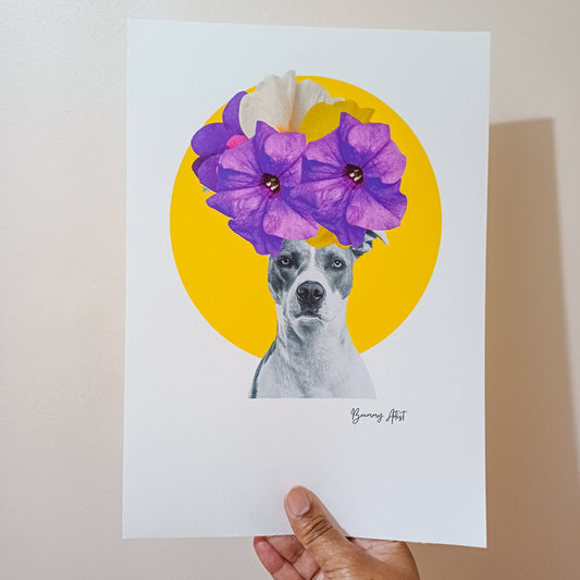 Whippet Joy - Floral dog collage