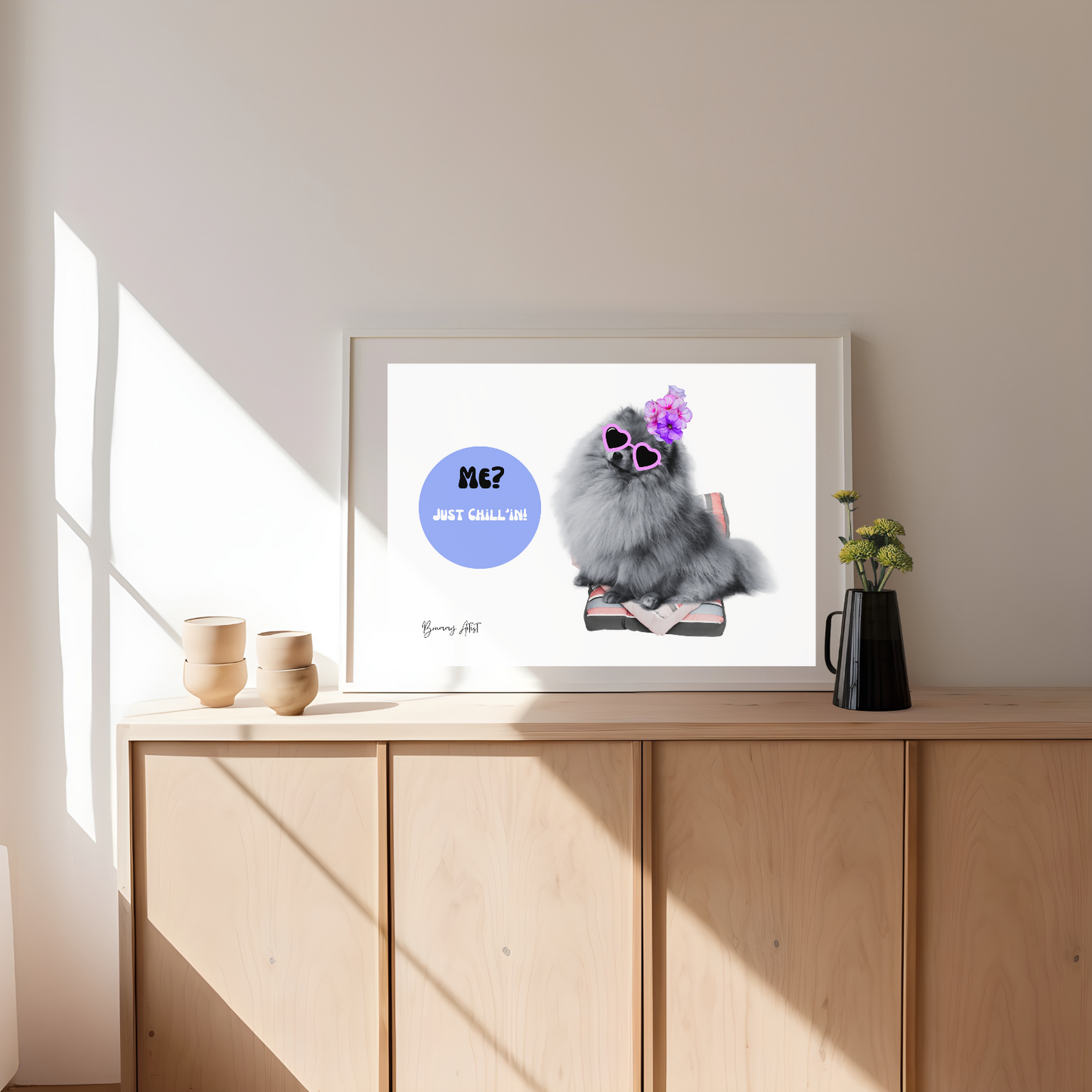 Open edition - Cool dog chillin print - Brummy Artist UK