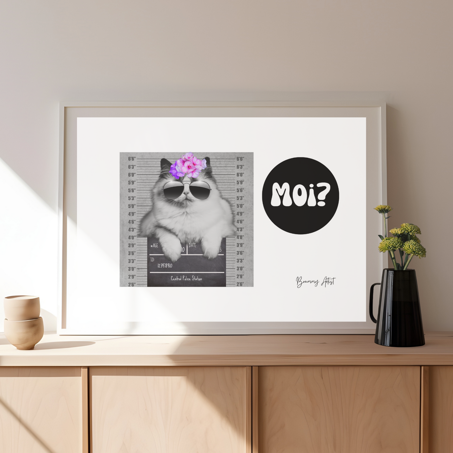 Open edition - Cat in jail print - Brummy Artist UK