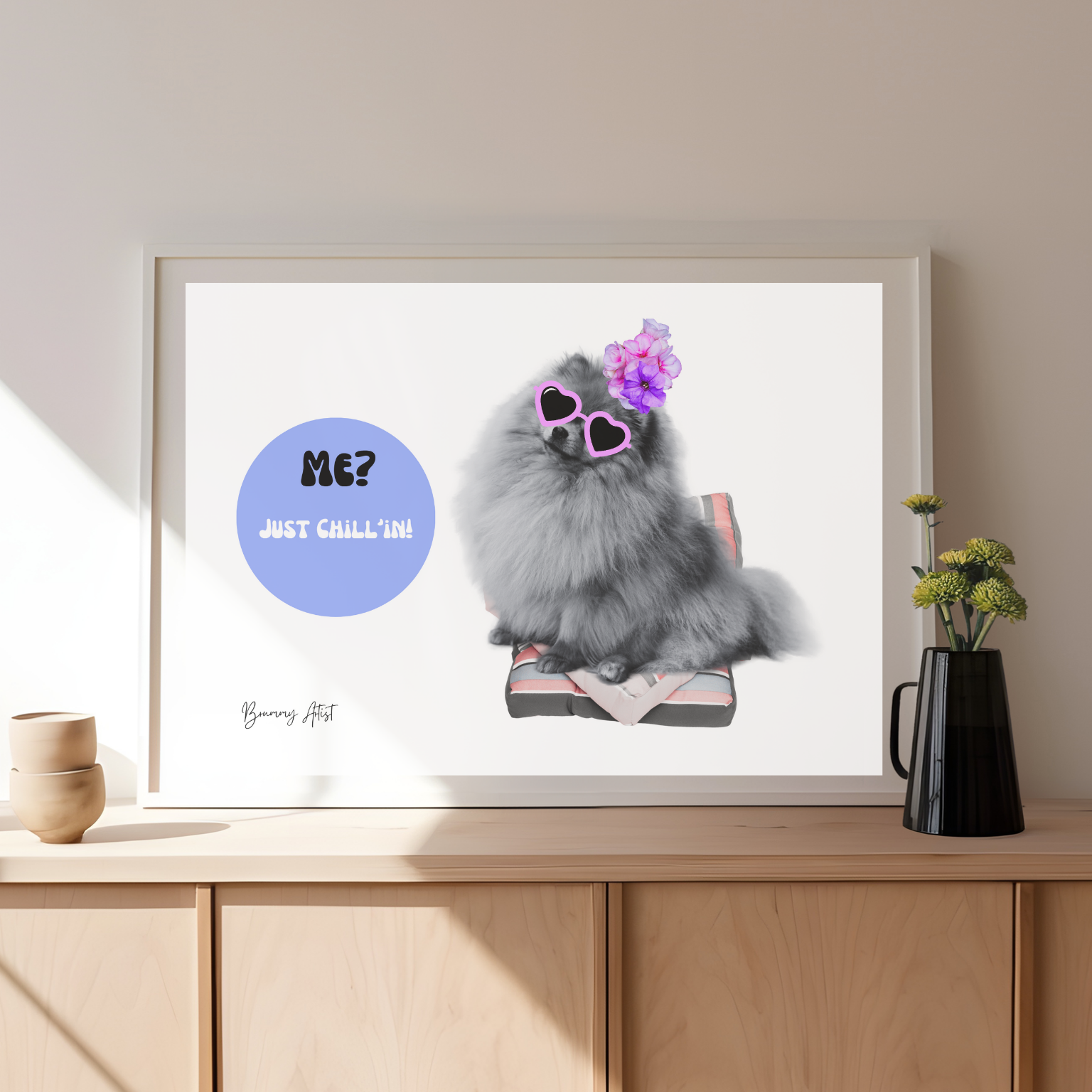 Open edition - Cool dog chillin print - Brummy Artist UK