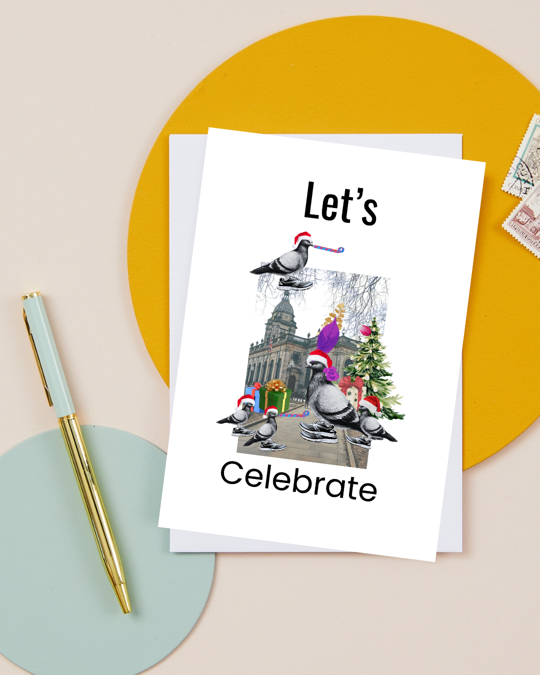 Pigeon Park – Santa Hats Greeting card