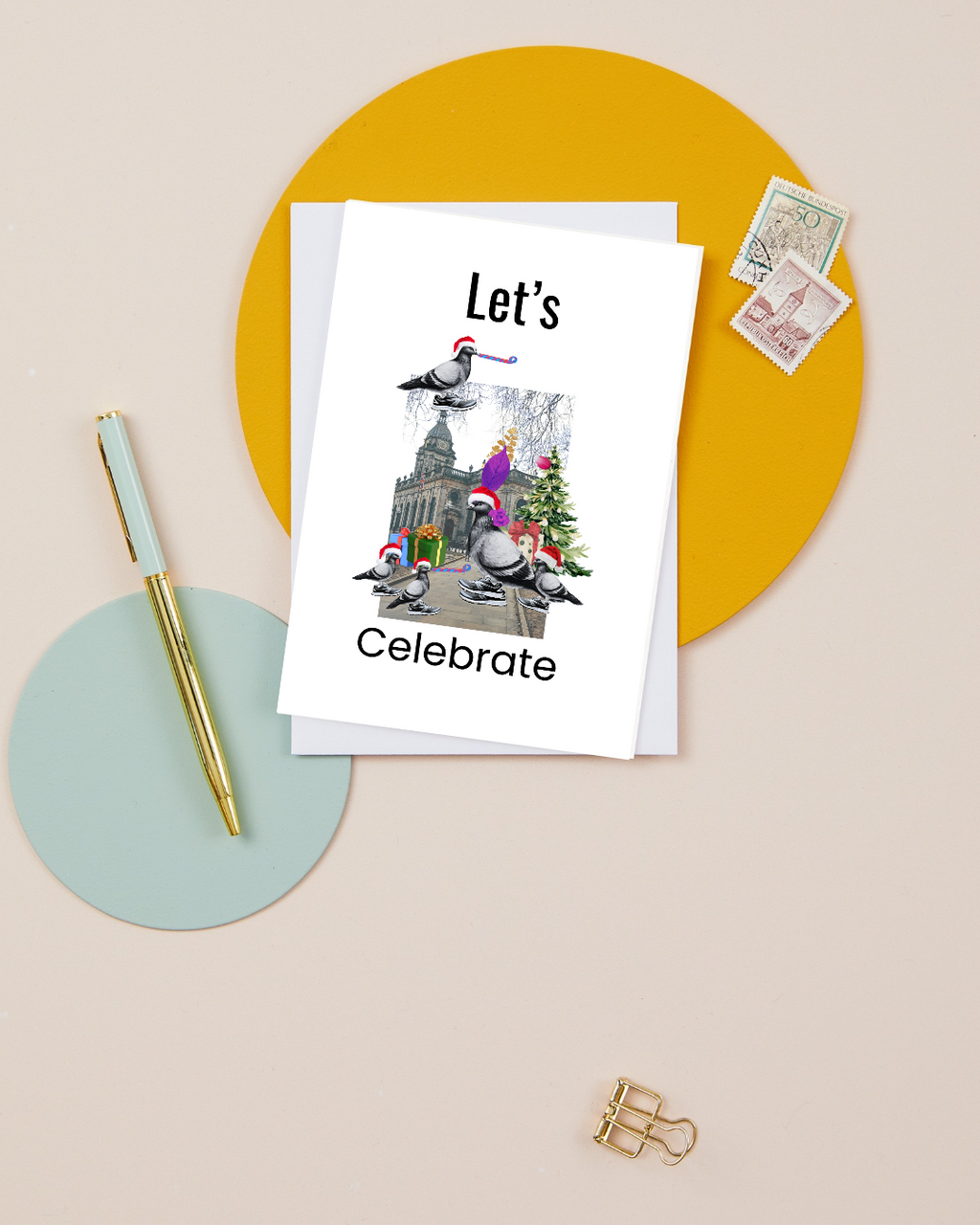 Pigeon Park – Santa Hats Greeting card