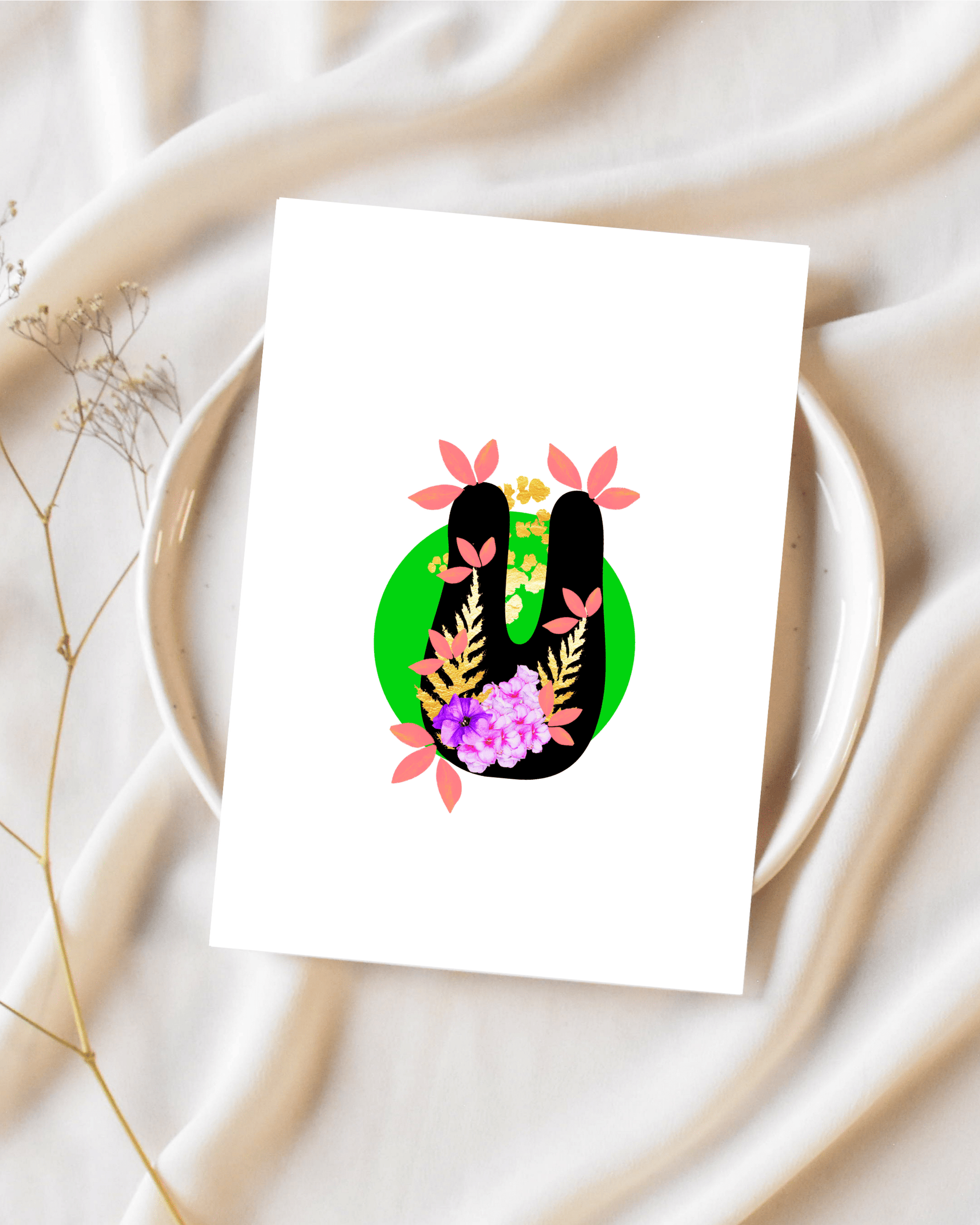 U monogram letter art - Brummy Artist UK