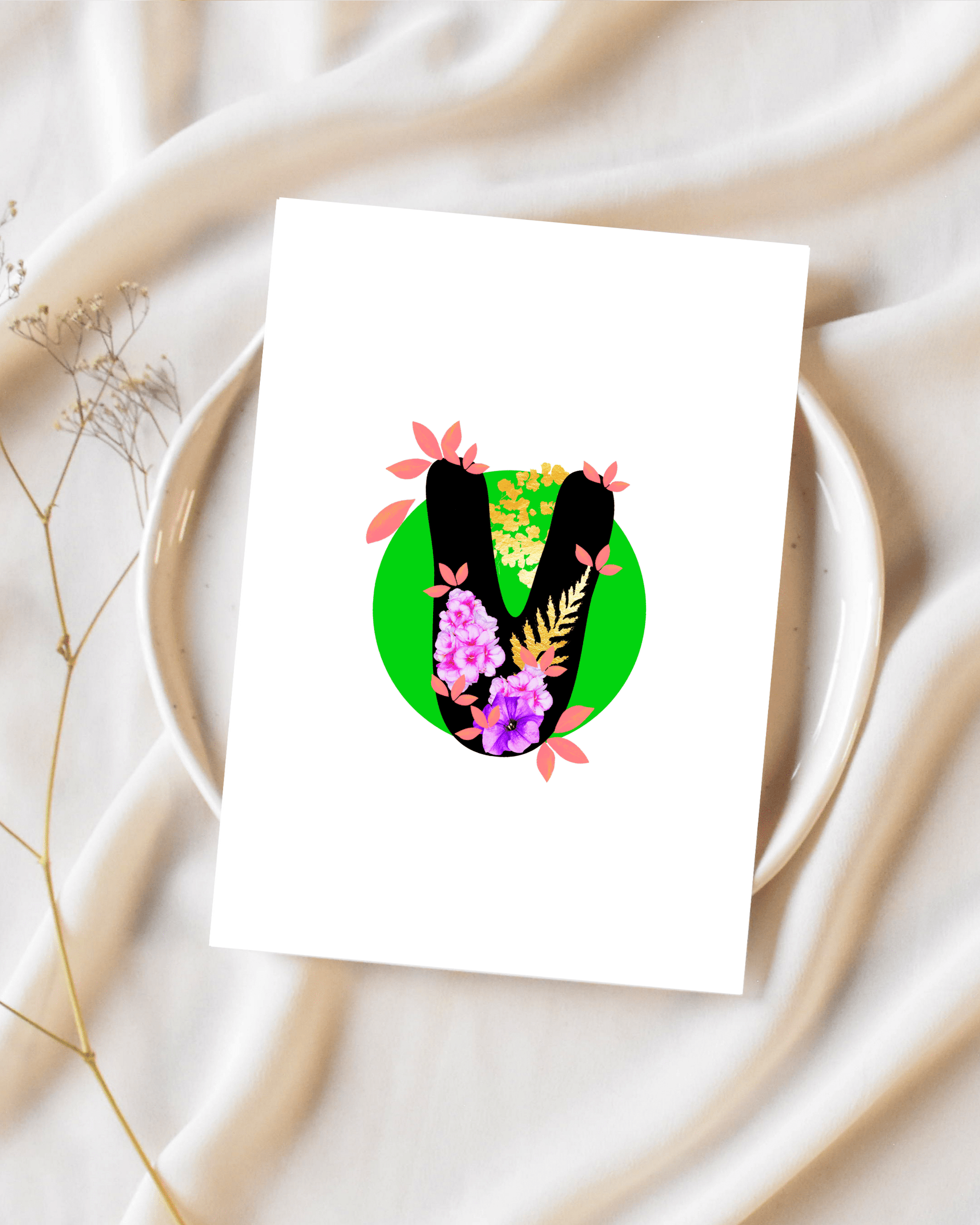 V monogram letter art - Brummy Artist UK