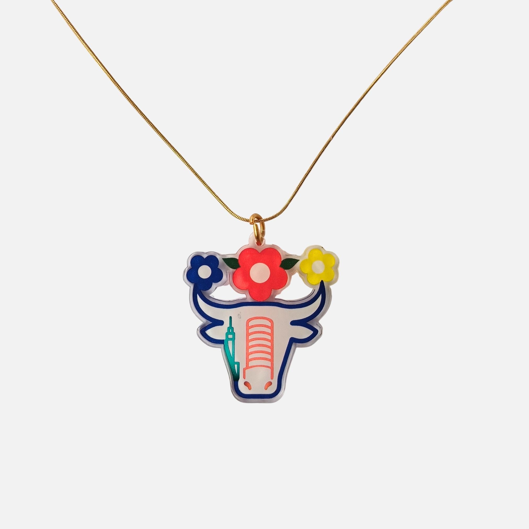 Blooming Strength Bull Pendant Necklace Wear The Bull UK — MADE TO ORDER