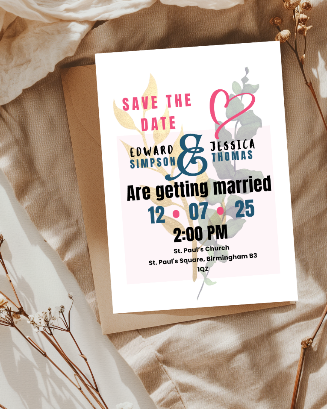 Editable Wedding Invitation Suite | Canva Template Bundle (Save the Date, Invite, RSVP, Details)