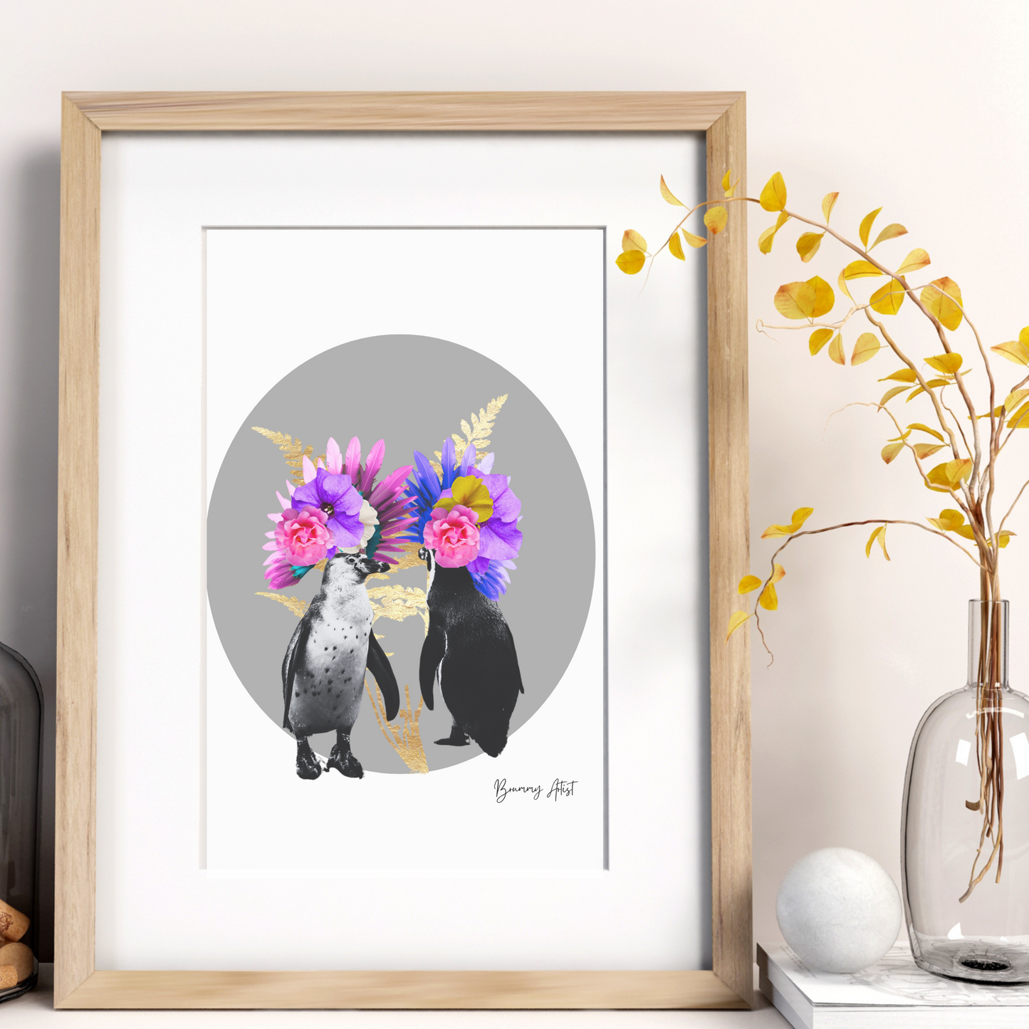 The Penguin duo animal art print - Brummy Artist UK