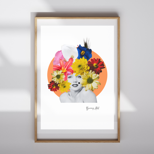 Limited edition - Marylin Monroe - floral collage print - Brummy Artist UK