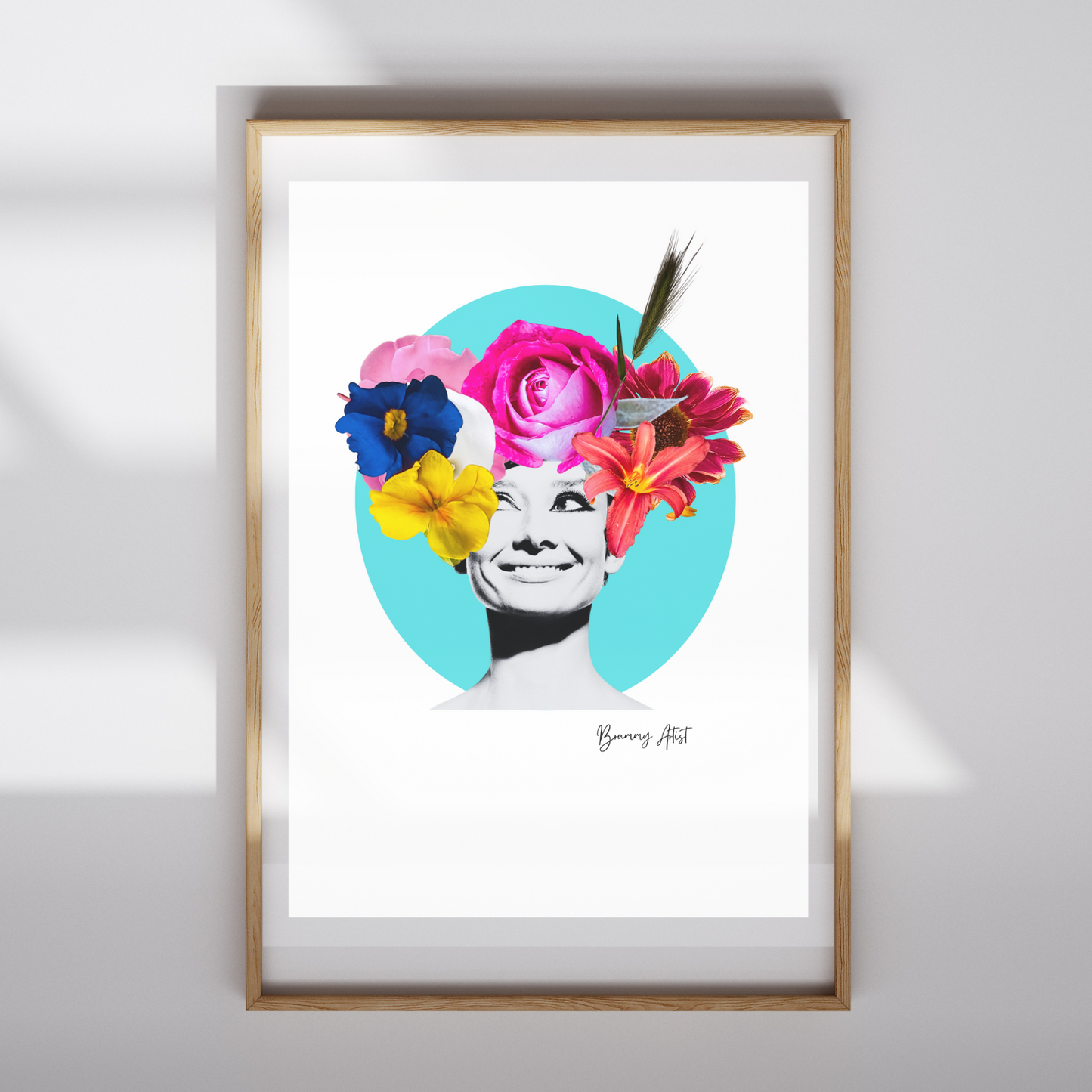 Limited edition - Audrey Hepburn - Floral collage print - Brummy Artist UK