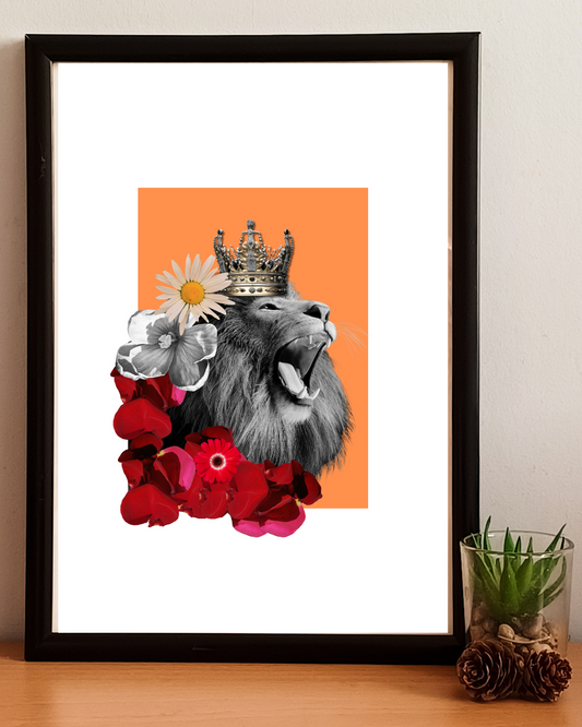 Roaring King - Floral Lion Art Print