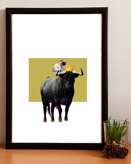 Just before the stampede - Bull Art Print