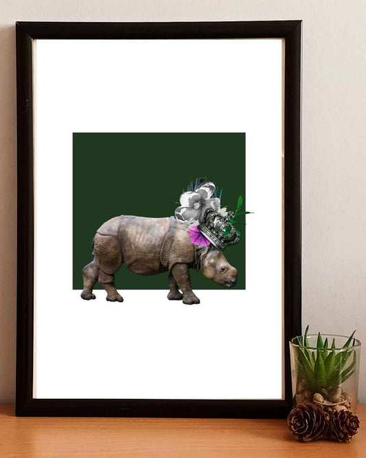 Grazing Rhino Art Print