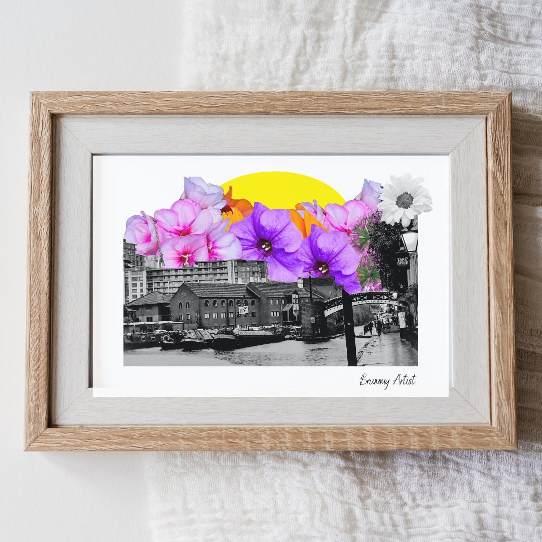 Brindley Place Birmingham - floral collage art print - Brummy Artist UK