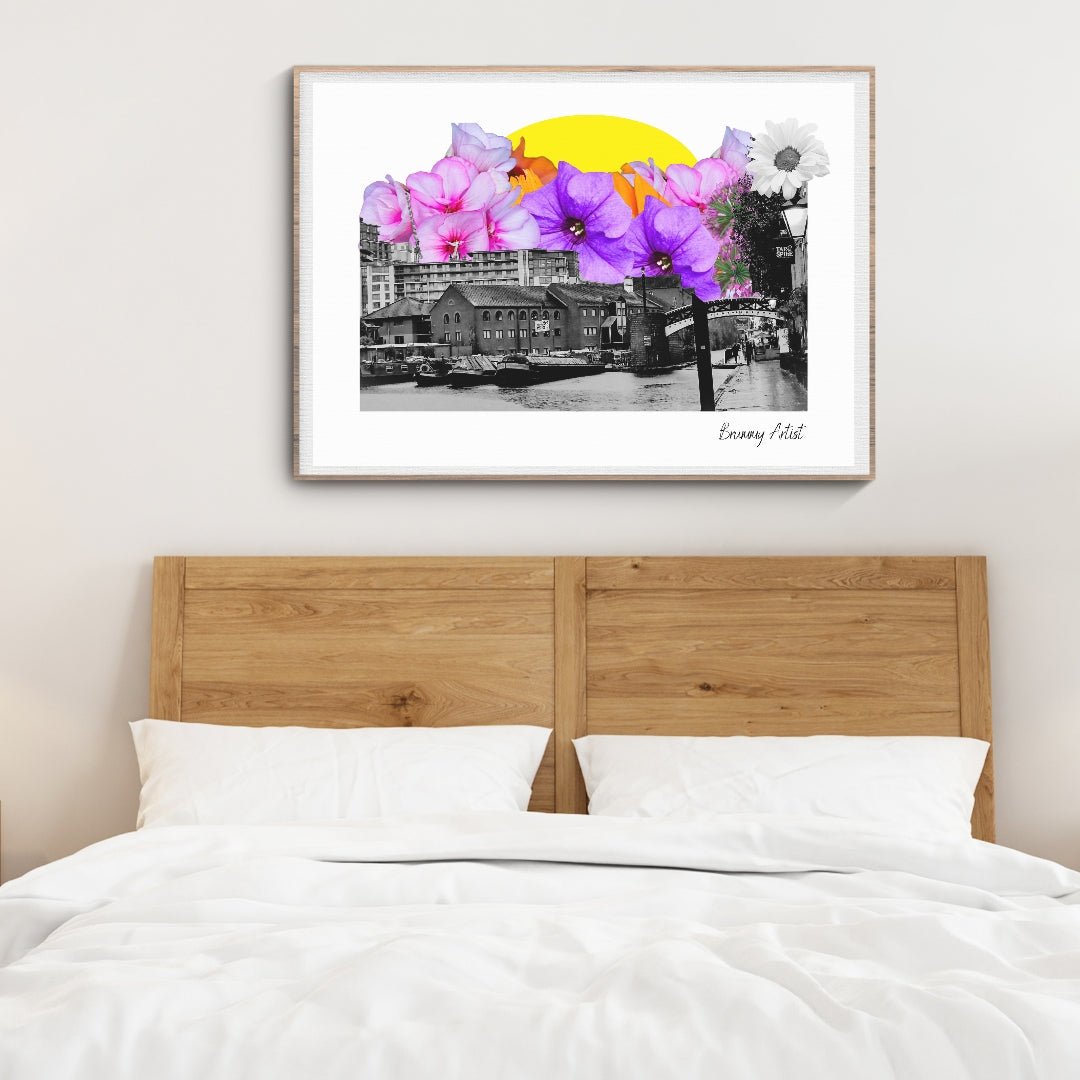 Brindley Place Birmingham - floral collage art print - Brummy Artist UK