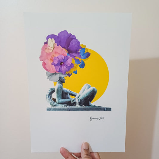 Floozie in the Jacuzzi Floral Collage Print - Brummy Artist UK