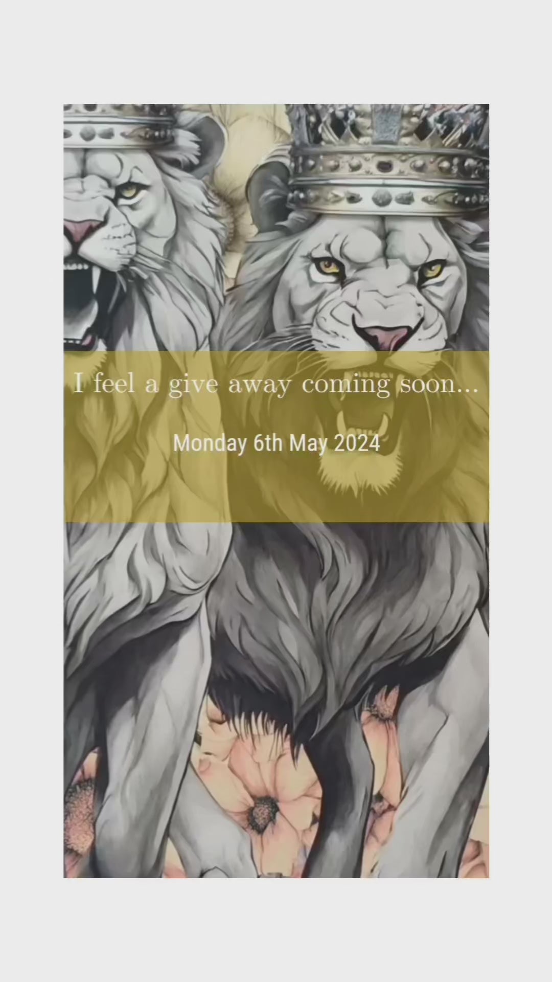 Load video: Close Up images of an art print with 3 lions and flowers