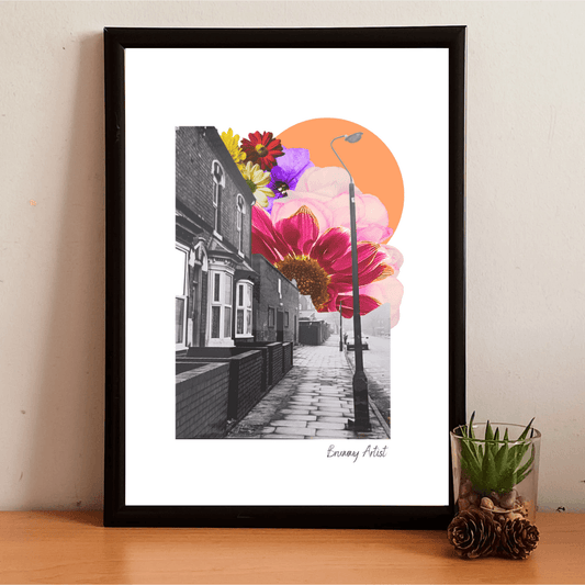 Limited edition - A Moment in Time in Aston Birmingham - floral collage art print