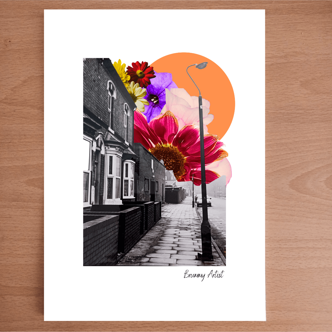 Limited edition - A Moment in Time in Aston Birmingham - floral collage art print