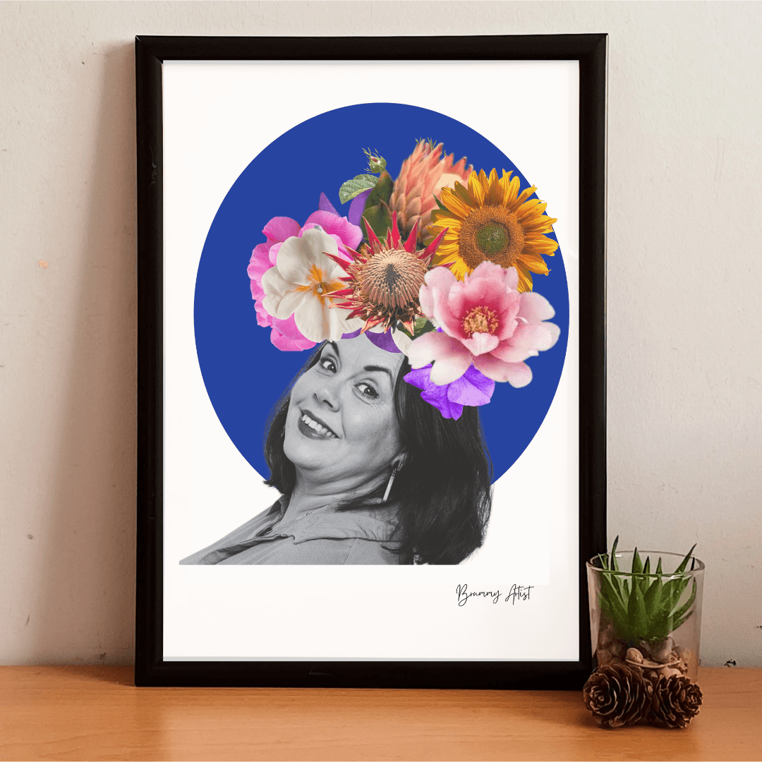 Portrait commission floral collage