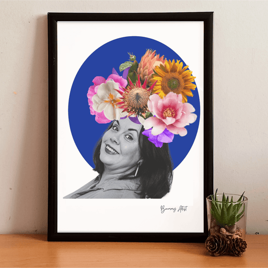 Portrait commission floral collage