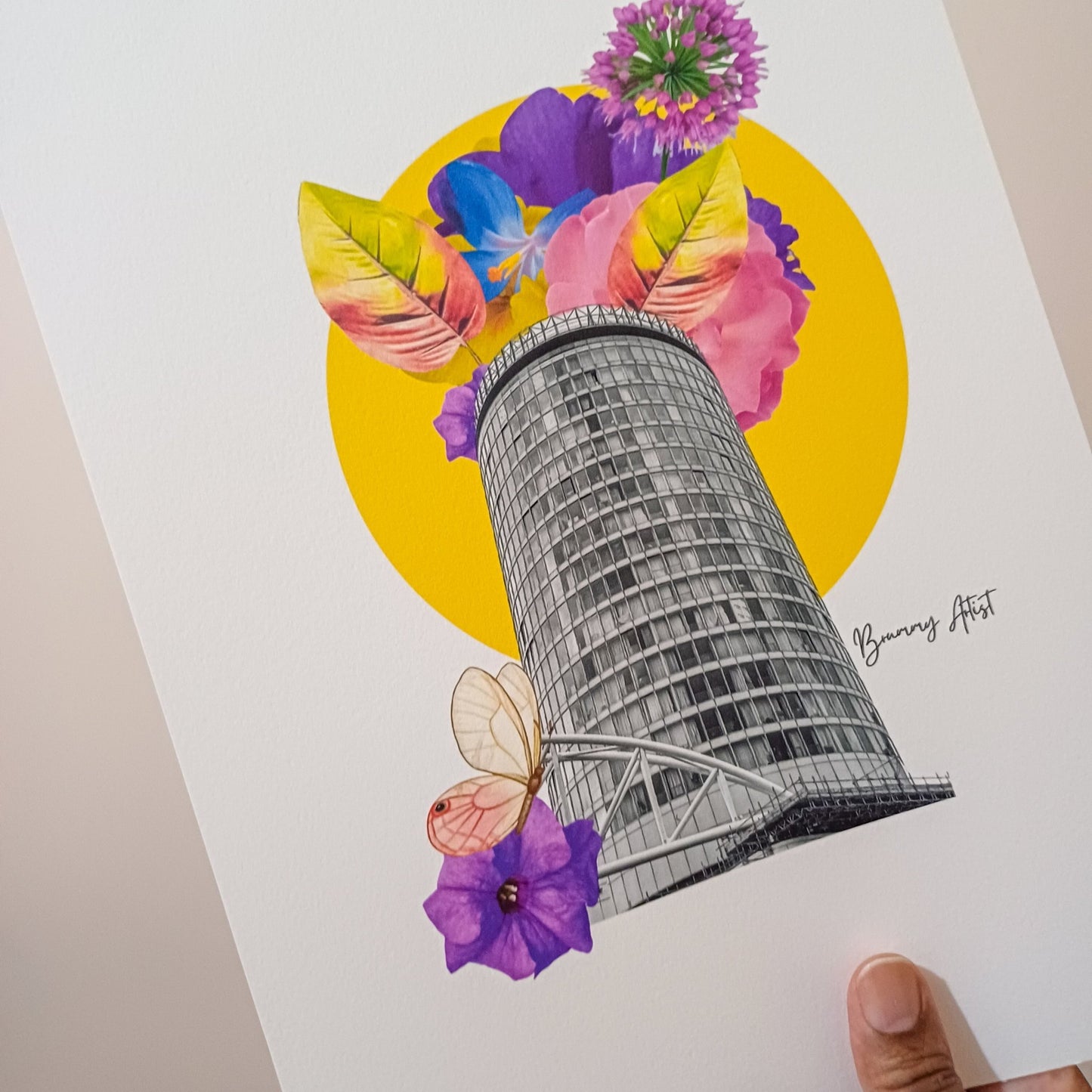 The Rotunda Floral Collage Print - Brummy Artist UK