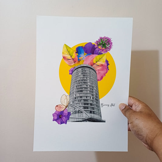 The Rotunda Floral Collage Print - Brummy Artist UK